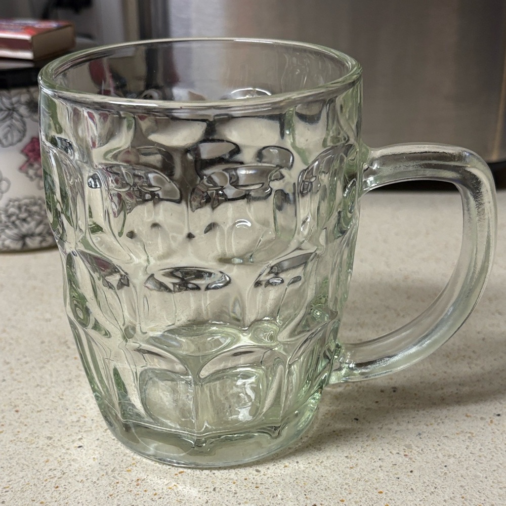 Vintage Clear Glass Textured Beer Mug